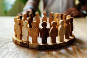 Diversity concept representing figure wooden in circle diverse people . . photo