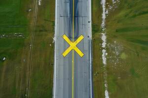 airport runway closed mark x yellow cross color . photo