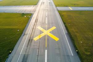 airport runway closed mark x yellow cross color . photo