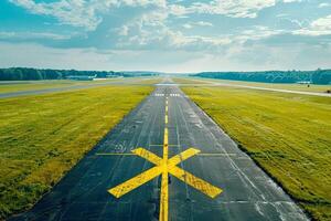 airport runway closed mark x yellow cross color . photo