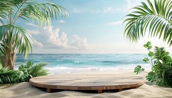 Sunlit Beach Podium for Presentations photo