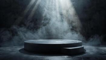 Dark Concrete Wall with Black Platform photo