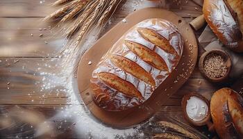 Rustic Bread and Baguette Display Top View photo