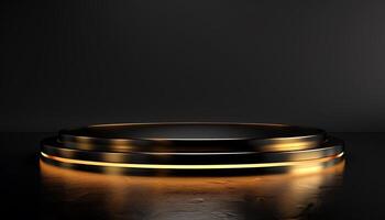 Dark Platform with Gold Wave Display photo