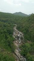 Aerial view of picturesque waterfall in the lush jungle in Chiang Mai, Thailand. video