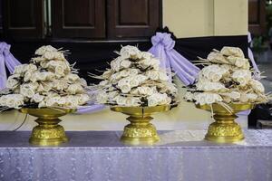 Chan flowers are paper flowers used in Thai funeral ceremonies. photo