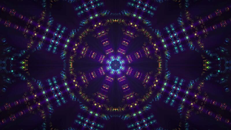 Looped fractal kaleidoscope with highly detailed trippy