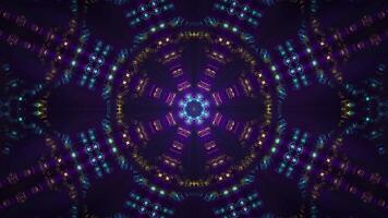 Looped fractal kaleidoscope with highly detailed trippy visual patterns and pulsating shiny light. Colorful ornament mandala for trance music festival and art performance. Seamless vj loop , 4k 30fps video