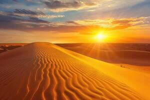Golden Hour A Desert Landscape Basks in Tranquility photo