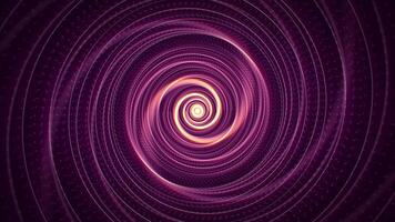 Abstract purple swirl in a shape of round tunnel with shiny dot pattern and soft orange glow effect. Digital background animation for computer technology, science fiction and art performance. 4k 60fps video