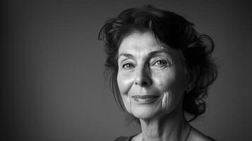Graceful Wisdom A Black and White Portrait of Confidence photo