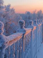Frosty Dawn First Light Reveals Glistening Balcony Glaze photo