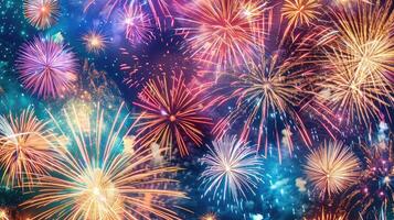Vibrant Explosions A Spectacular Night of Fireworks Display photo