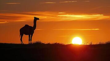 Majestic Camelopardalis Silhouette in the Glowing Sunrise photo