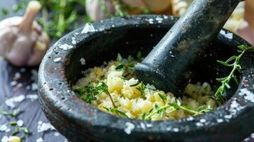 Garlic and Herb Mixture A Fragrant Seasoning for Your Meal photo