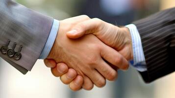 Sealing the Deal A Macro Shot of Business Handshake photo