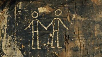 Simple Love Stick Figure Artwork of Holding Hands photo