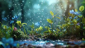 Microscopic world Lifegiving raindrops nurture thriving soil community photo
