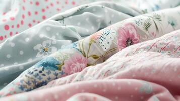 Delicate Patterns Floral Prints Polka Dots and Cozy Stripes photo