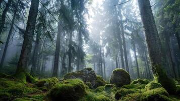 Enchanted Forest Where Mist and Moss Collide photo