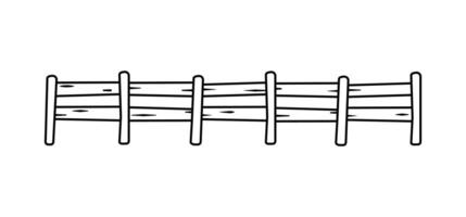 cartoon simple Line sketch wooden fence outline in black and white, Coloring Book Material. vector