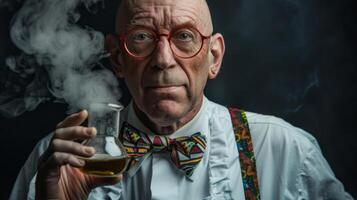 A portrait of a beautiful senior 70-80s man photo