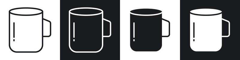 Mug liner and solid icon set in black color vector