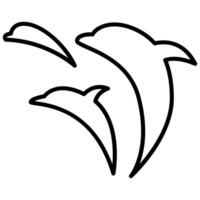 Dolphin icon in thin line style graphic design illustration vector