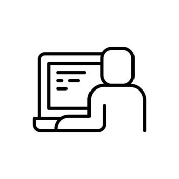 utilizando computadora icono vector