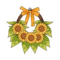 Illustration of sunflower basket vector