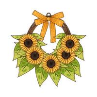 Illustration of sunflower basket vector