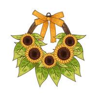 Illustration of sunflower basket vector