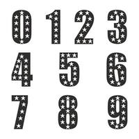 Set of numbers made of stars, Flat illustration. vector