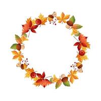 Template, empty fall frame. Leaves and mushrooms. On white background isolated. vector
