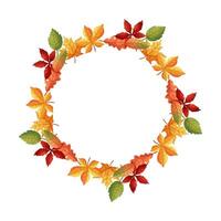 Autumn frame in circle shape on white isolated background. Leaves. vector