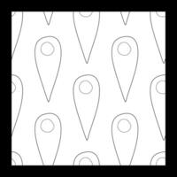 Seamless pattern with outlines of location symbols. illustration on white background. Linear Background with Navigation Pins for Travelling. Template for Caver, Wallpaper, Fabric. vector
