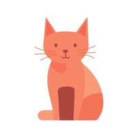 Cute orange cat illustration, sitting and smiling with simple design on a white background vector