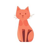 Cute cartoon orange cat sitting and smiling on a white background. Simple and minimalistic design vector