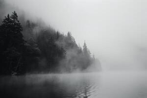 Mystery in the Mist Fog Drifts Over Still Waters photo
