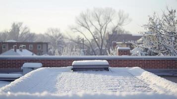 Winter Wonderland Untouched Snow Blankets Rooftop in Serene Silence photo
