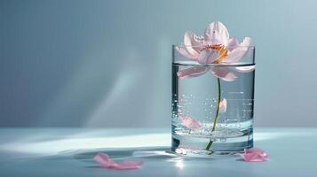 Floating Elegance A Single Flower in Transparent Glass Cylinder photo