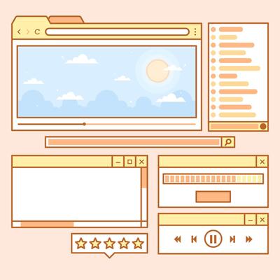 cute set of yellow interface template design