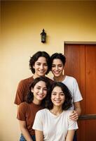 a group of hispanic community standing together in front of a house photo