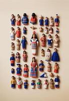a group of traditional hispanic dolls made from wool and colored fabric photo