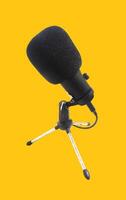 Heres a preview of a modern stand microphone mockup showcasing a futuristic design microphone on stand on transparent background photo
