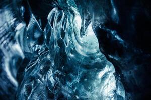 Vatnajokull icebergs rocks inside caves, nordic landscape and huge glaciers and crevasse with blue icy rocks. Frozen nordic ice cap with cracked frosty structure, icelandic freezing cold scenery. photo