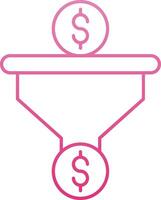 Dollar Sales PipeLine Gradient Line Gradient Icon vector