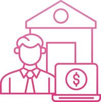 Work From Home Line Gradient Icon vector