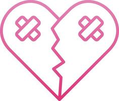 Broken Heart Line Gradient Icon vector