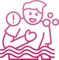 Drowning Feeling Line Gradient Icon vector